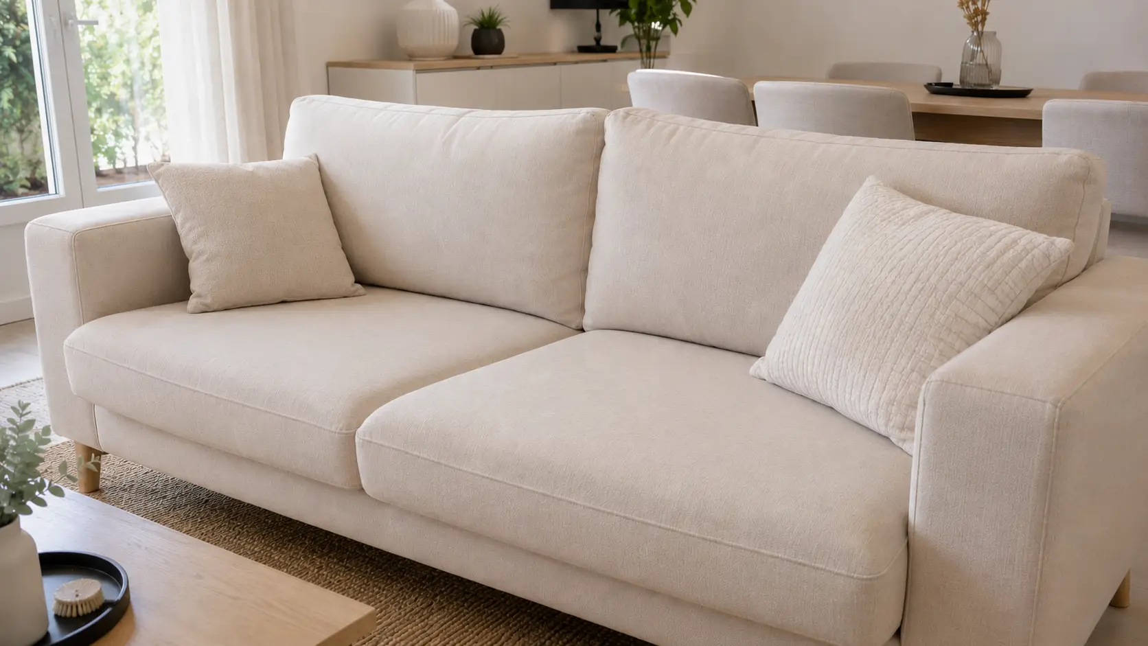 Canapé en tissu après nettoyage